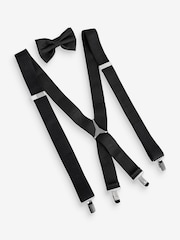 Black Wide Braces and Bow Tie Set - Image 1 of 5