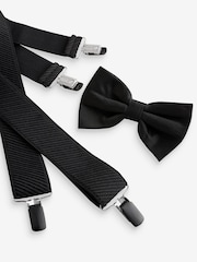 Black Wide Braces and Bow Tie Set - Image 2 of 5