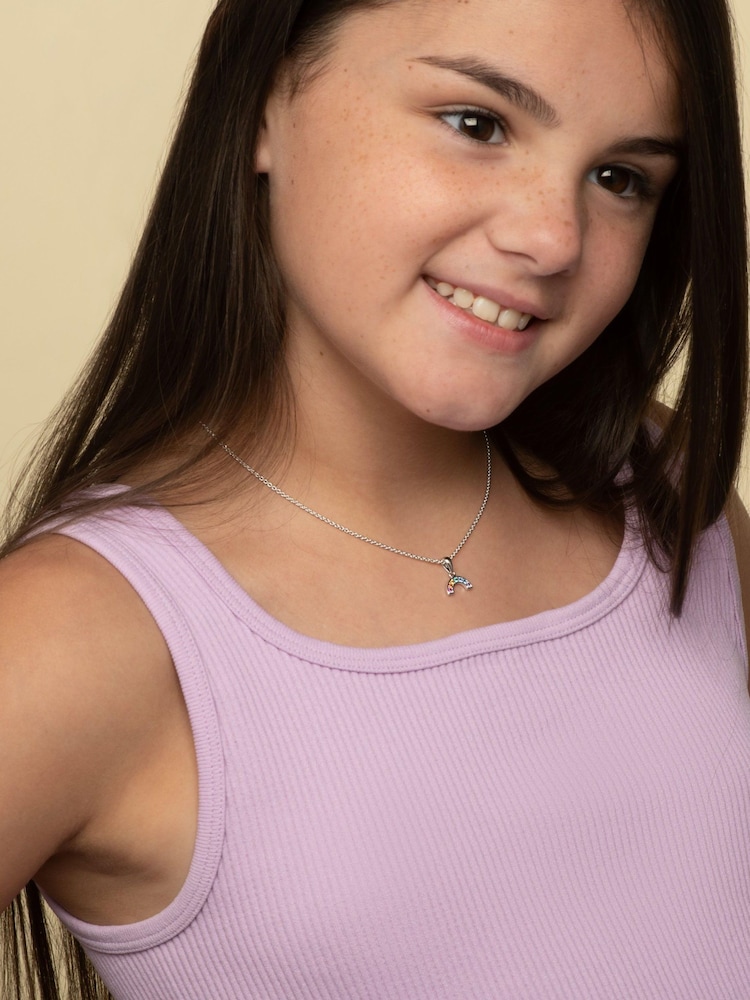 Beaverbrooks Mini B Cubic Zirconia Rainbow Necklace - Image 3 of 3