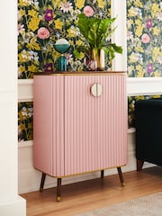 Clarke & Clarke Ribbed Pink Mango Wood Calisto Drinks Cabinet - Image 1 of 8