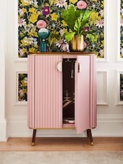 Clarke & Clarke Ribbed Pink Mango Wood Calisto Drinks Cabinet - Image 3 of 8