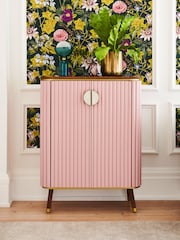 Clarke & Clarke Ribbed Pink Mango Wood Calisto Drinks Cabinet - Image 4 of 8