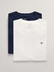 GANT White Boys Shield Logo Neck 100% Cotton T-Shirts 2 Pack - Image 1 of 4