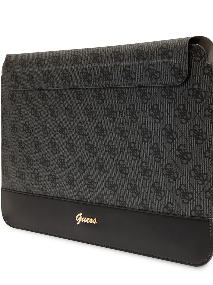 Guess 13"/14" Device Computer Sleeve Pu 4G Smooth Pu Stripe Black Bag and Metal Logo Script - Image 1 of 4 Guess 13"/14" Device Computer Sleeve Pu 4G Smooth Pu Stripe Black Bag and Metal Logo Script - Image 1 of 4