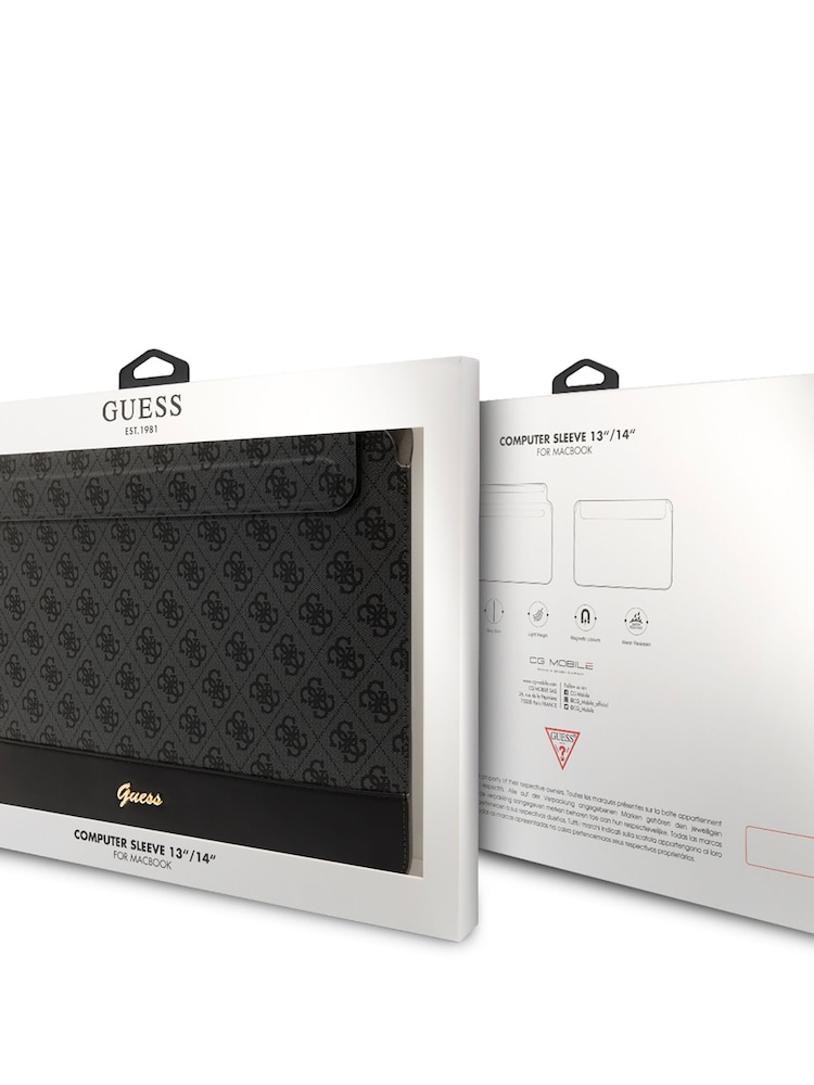 Guess 13"/14" Device Computer Sleeve Pu 4G Smooth Pu Stripe Black Bag and Metal Logo Script - Image 4 of 4 Guess 13"/14" Device Computer Sleeve Pu 4G Smooth Pu Stripe Black Bag and Metal Logo Script - Image 4 of 4