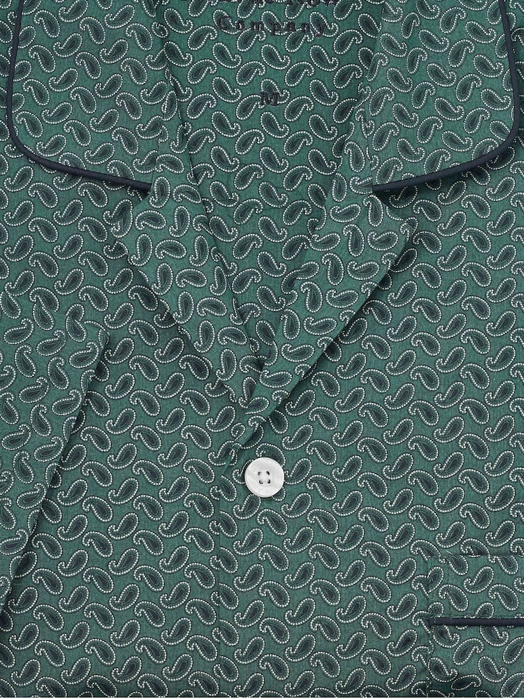 Savile Row Company Green Cotton Paisley Revere Collar Pyjamas Set - Image 2 of 2