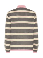 PixieGirl Petite Grey Stripe Polo Jumper - Image 6 of 6