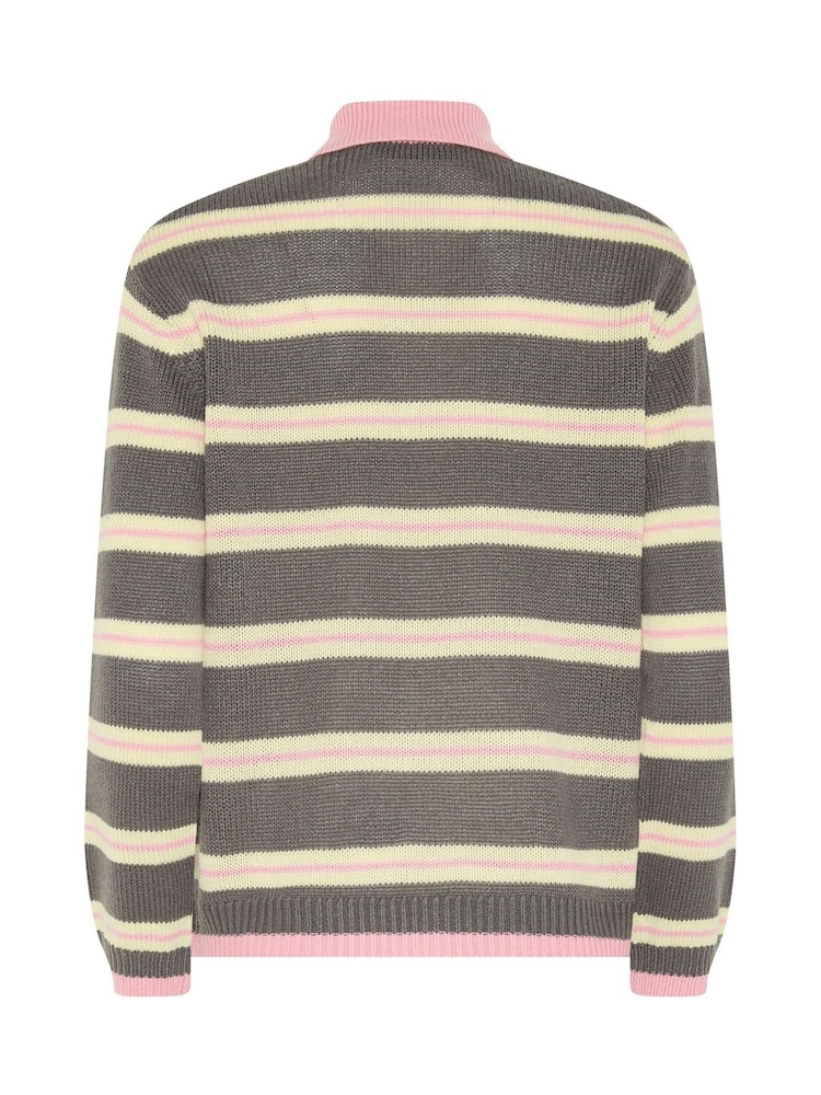 PixieGirl Petite Grey Stripe Polo Jumper - Image 6 of 6 PixieGirl Petite Grey Stripe Polo Jumper - Image 6 of 6