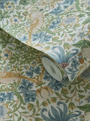 Clarke & Clarke William Morris Designs Apple Blush Strawberry Thief 10.05M Wallpaper - Image 2 of 2
