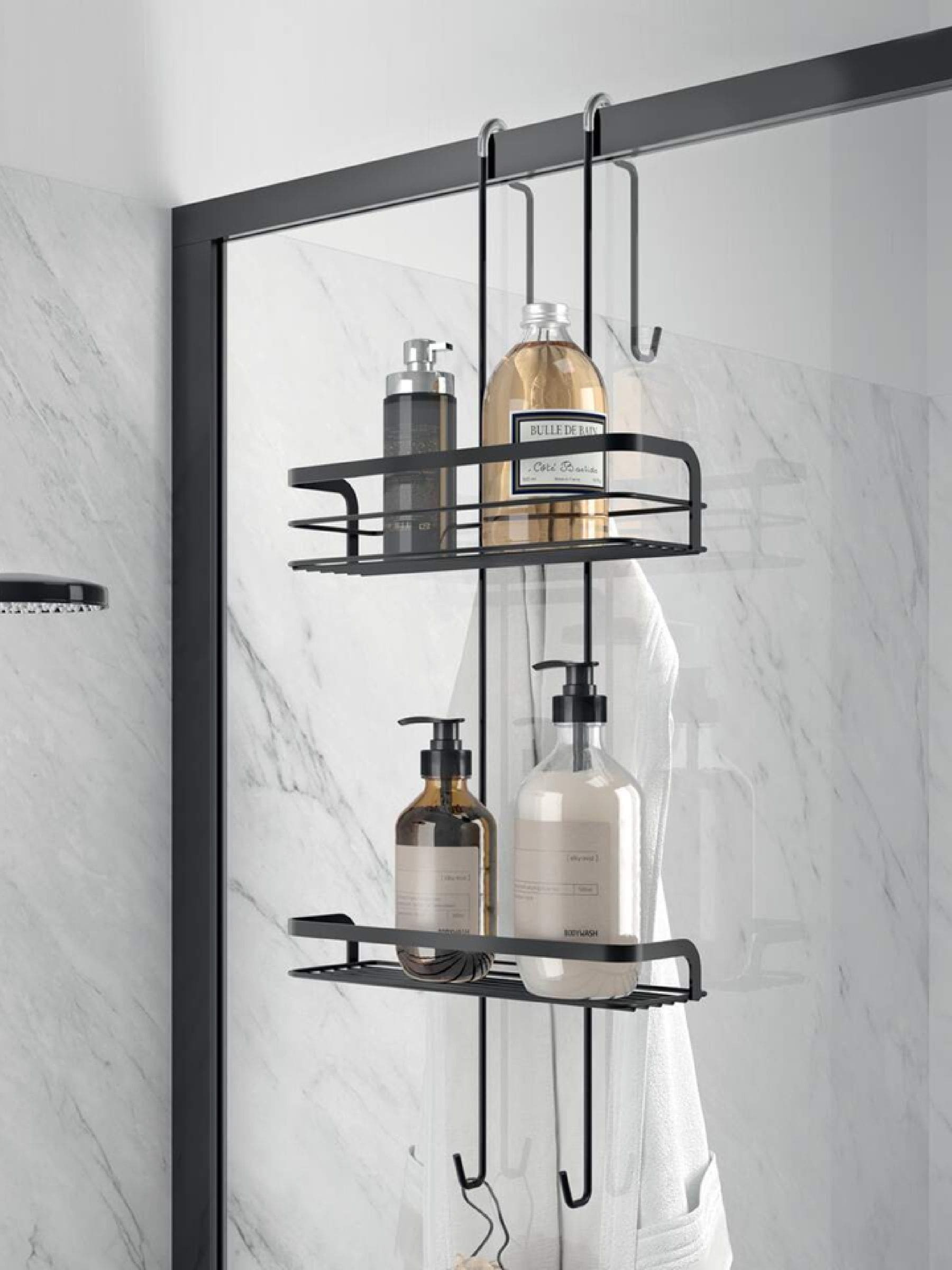 Metaltex Unisex Black Origin Luxy Shower Butler Hanging Bathroom Organizer In - Image 2
