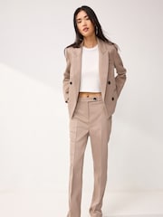 Mink Brown Tailored Twill Straight Leg Trousers - Image 1 of 6