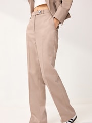 Mink Brown Tailored Twill Straight Leg Trousers - Image 2 of 6