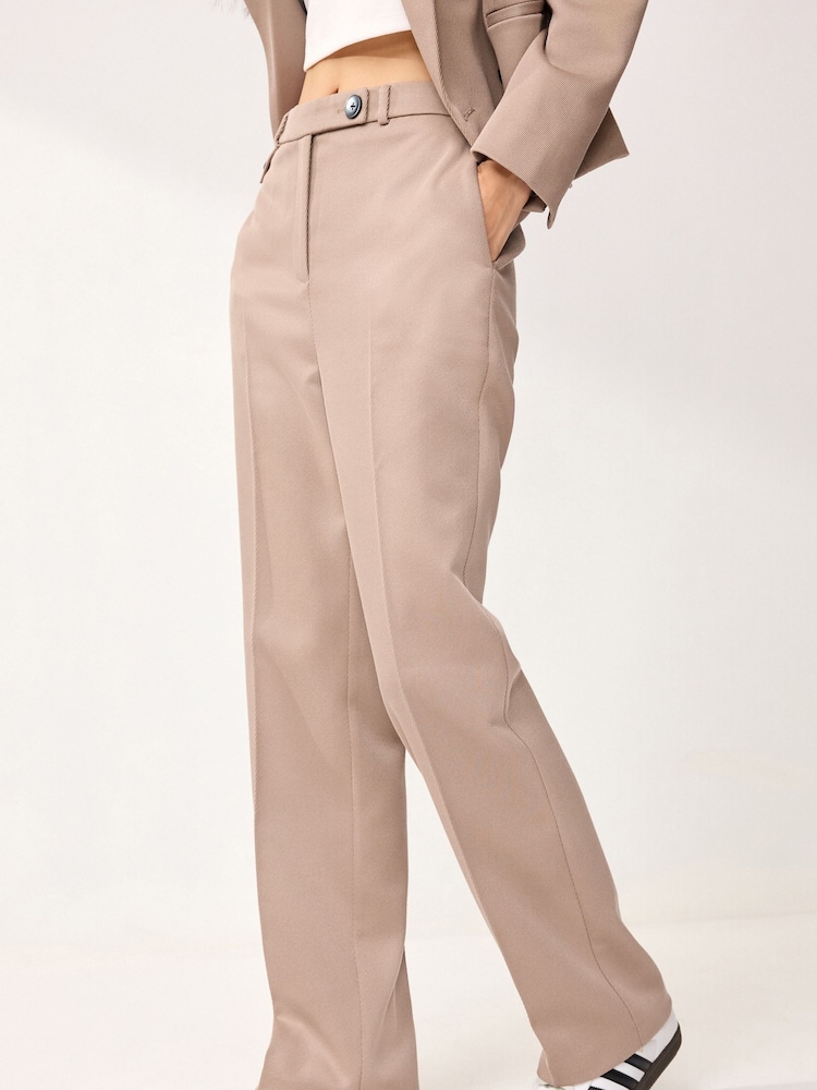 Mink Brown Tailored Twill Straight Leg Trousers - Image 2 of 6
