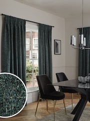 Green Next Multi Chenille Pencil Pleat Lined Curtains - Image 1 of 6