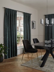 Green Next Multi Chenille Pencil Pleat Lined Curtains - Image 2 of 6
