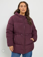 Yours Curve Red Short Padded Jacket - Image 1 of 7