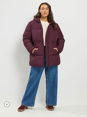 Yours Curve Red Short Padded Jacket - Image 2 of 7