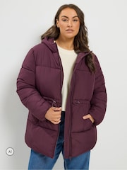 Yours Curve Red Short Padded Jacket - Image 4 of 7