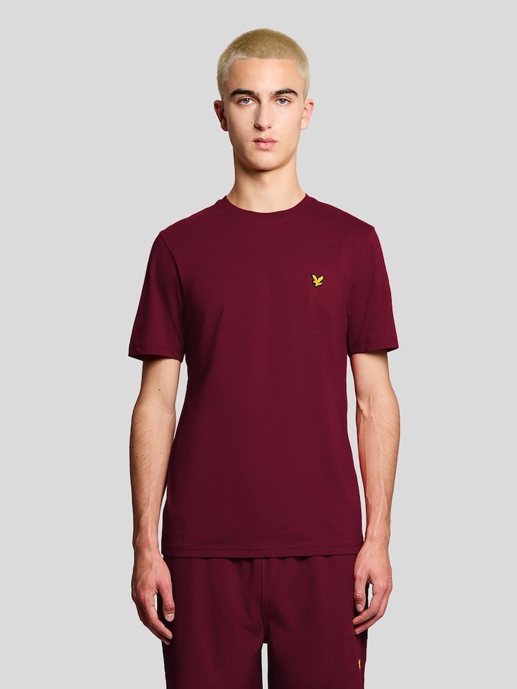 Lyle & Scott Red Jacquard Tape T-Shirt - Image 1 of 5 Lyle & Scott Red Jacquard Tape T-Shirt - Image 1 of 5