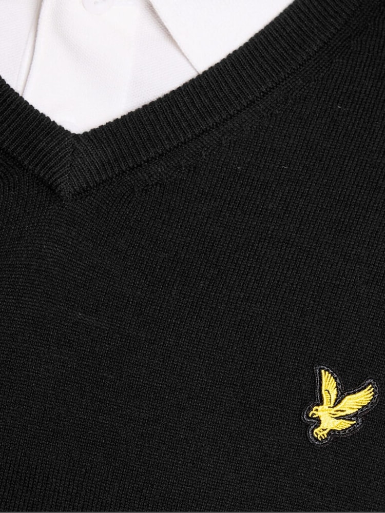 Lyle & Scott Black Golf V-Neck Pullover Jumper - Image 6 of 6 Lyle & Scott Black Golf V-Neck Pullover Jumper - Image 6 of 6