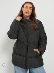Yours Curve Black Short Padded Jacket - Image 4 of 7