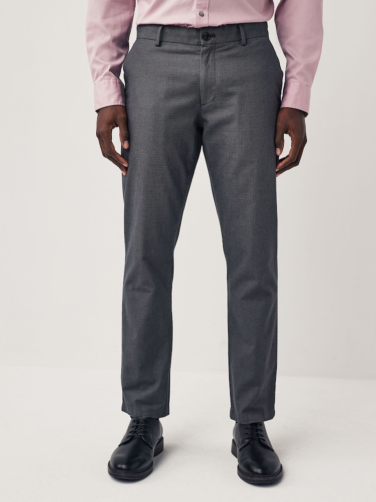 Charcoal Grey Slim Smart Textured Chino Trousers - Image 1 of 11