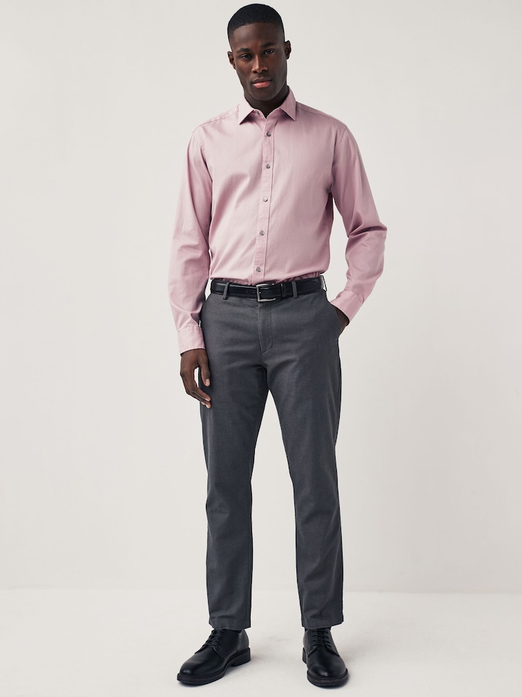 Charcoal Grey Slim Smart Textured Chino Trousers - Image 2 of 11