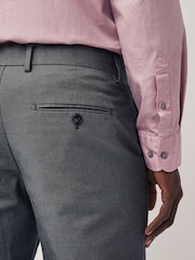 Charcoal Grey Slim Smart Textured Chino Trousers - Image 4 of 11