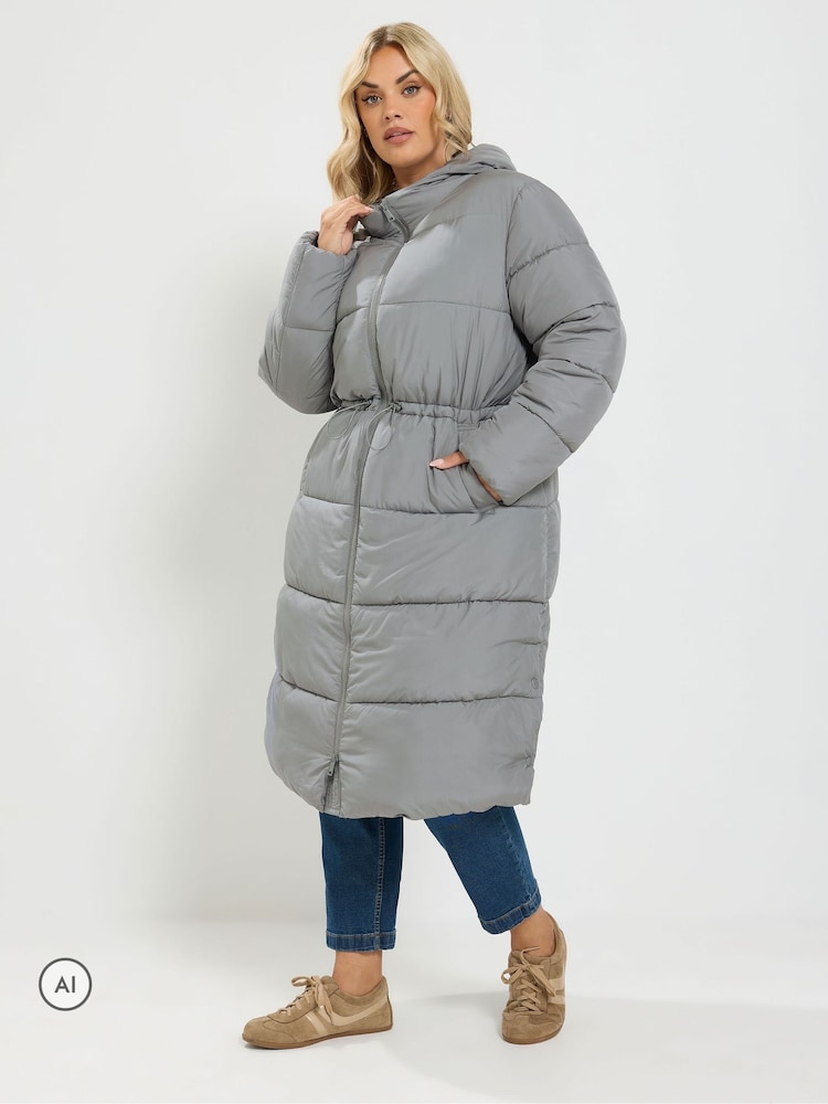 Grå - Yours Curve Longline Puffer kappa - Bild 2 av 6