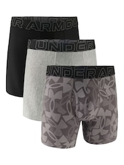 Under Armour Gun Metal Grey Performance Tech Printed Boxers 3 Pack - Image 3 of 3