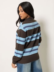 PixieGirl Petite Brown Stripe Polo Jumper - Image 3 of 6