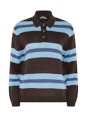 PixieGirl Petite Brown Stripe Polo Jumper - Image 5 of 6