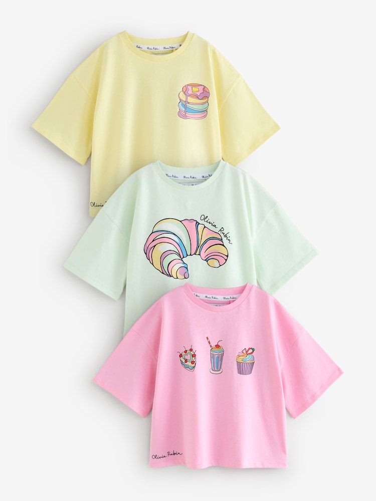 Olivia Rubin Boxy Fit Pastry Graphic T-Shirts 3 Pack - Image 1 of 7