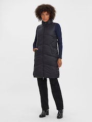 VERO MODA Black Padded Longline Gilet - Image 1 of 5