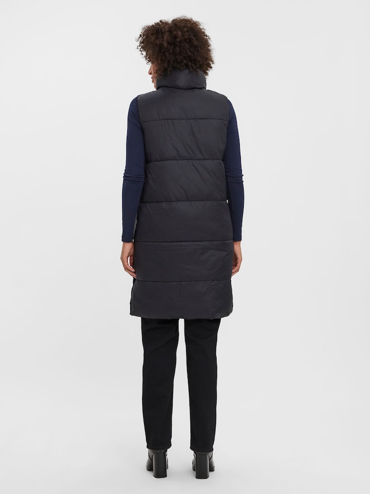 VERO MODA Black Padded Longline Gilet - Image 2 of 5