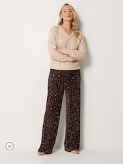 Long Tall Sally Brown Sequin Velvet Wide Leg Trousers - Image 1 of 6