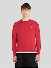 Lyle & Scott Red Cotton Merino Crew Neck Jumper - Image 1 of 6