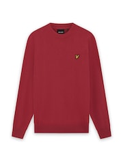 Lyle & Scott Red Cotton Merino Crew Neck Jumper - Image 5 of 6