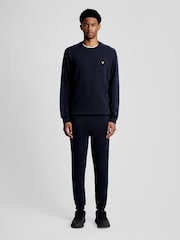 Lyle & Scott Blue Jacquard Tape Joggers - Image 3 of 6