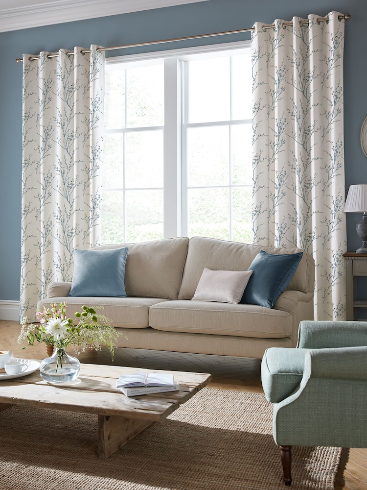 Laura Ashley Blue Pussy Willow Made to Measure Curtains - Image 2 of 9