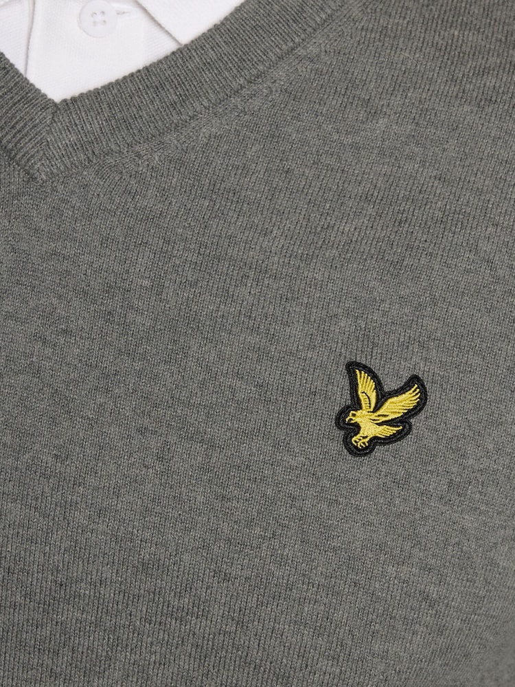 Lyle & Scott Grey Golf V-Neck Pullover Jumper - Image 6 of 6