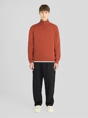 Lyle & Scott Brown Superfine Quarter Zip Sweatshirt - Image 3 of 6
