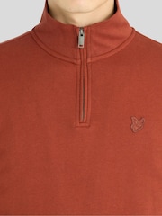 Lyle & Scott Brown Superfine Quarter Zip Sweatshirt - Image 4 of 6