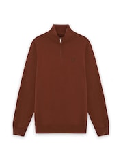 Lyle & Scott Brown Superfine Quarter Zip Sweatshirt - Image 5 of 6