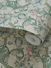 Morris & Co Linen Blush Golden Lily 10.05M Wallpaper - Image 2 of 2