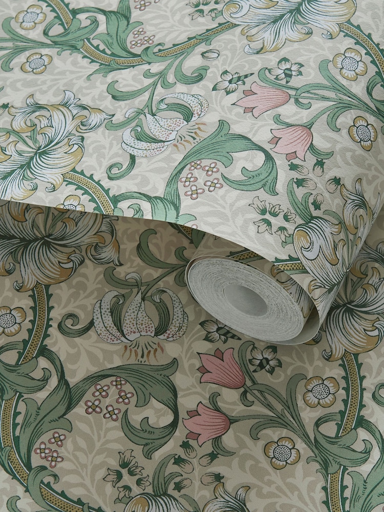 Morris & Co Linen Blush Golden Lily 10.05M Wallpaper - Image 2 of 2