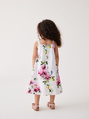 Baker by Ted Baker Floral Bow Woven 100% Cotton White Dress - Image 2 of 11