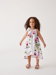 Baker by Ted Baker Floral Bow Woven 100% Cotton White Dress - Image 3 of 11