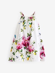 Baker by Ted Baker Floral Bow Woven 100% Cotton White Dress - Image 7 of 11