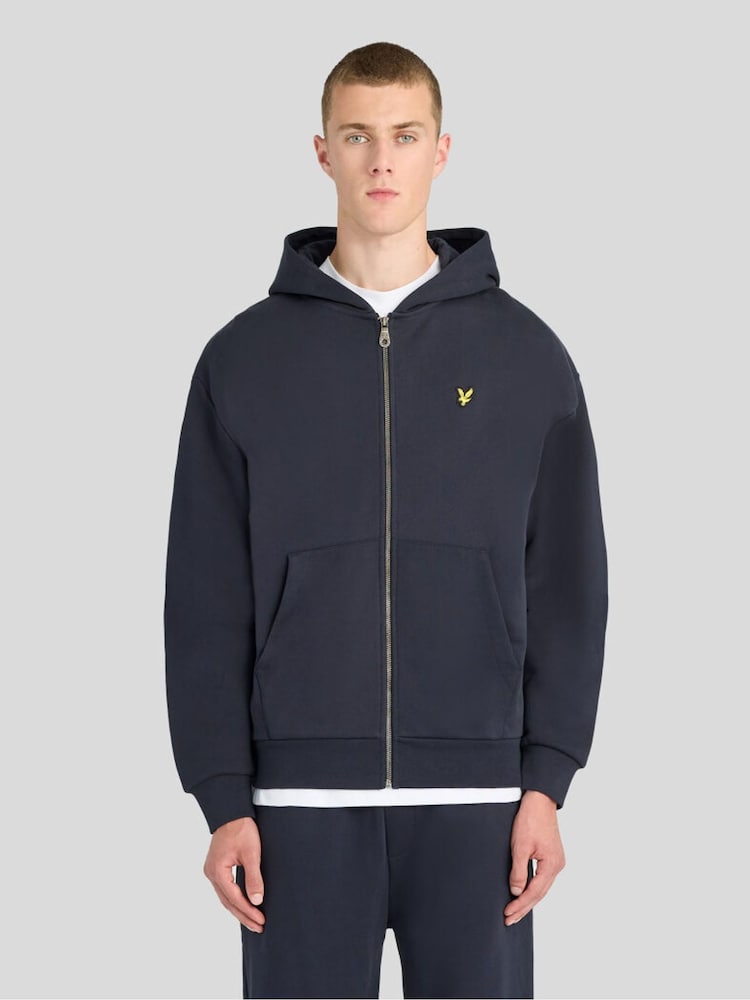 Lyle & Scott Blue Heavyweight Loopback Full Zip Hoodie - Image 1 of 6 Lyle & Scott Blue Heavyweight Loopback Full Zip Hoodie - Image 1 of 6